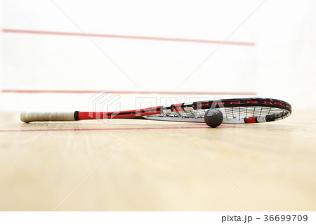 racquetball equipment and wall with red lines 36699709