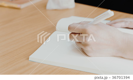 Hand of woman holding a pen for write to a book Hand of woman holding a pen for write to a book 36701394