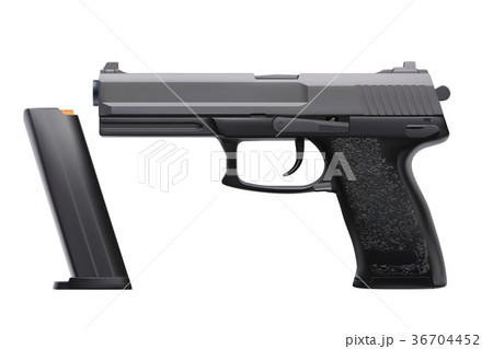 Realistic Handgun On Whiteのイラスト素材