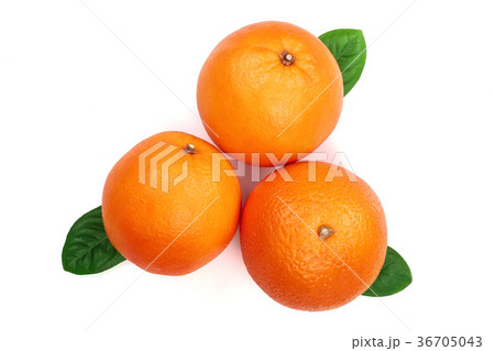 Orange with leaf isolated on the white background 36705043