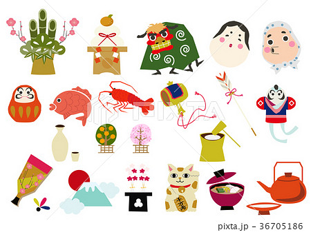 アイコン 正月の素材 伝統文化 日本の縁起物 のイラスト素材