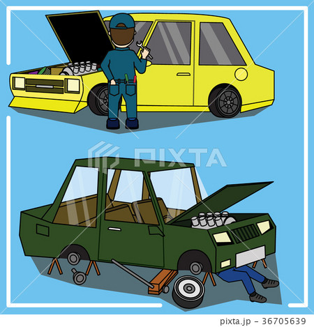 Auto mechanic fixed car in auto repair 36705639