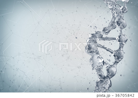 3d illustration of DNA molecule model from water. 3d illustration of DNA molecule model from water. 36705842