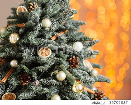 Beautiful Christmas tree on wooden boards Beautiful Christmas tree on wooden boards 36705887