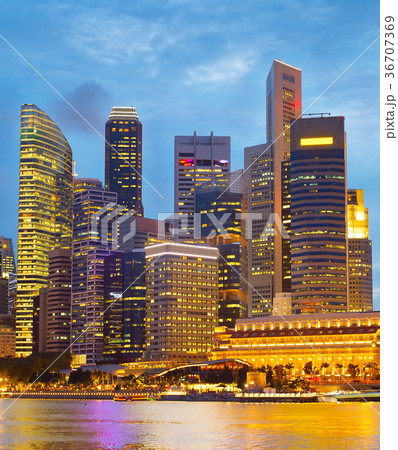 Financial Downtown Singapore at twilight 36707369