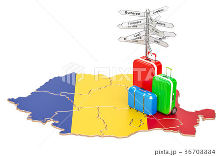Romania travel concept. Romanian map Romania travel concept. Romanian map 36708884