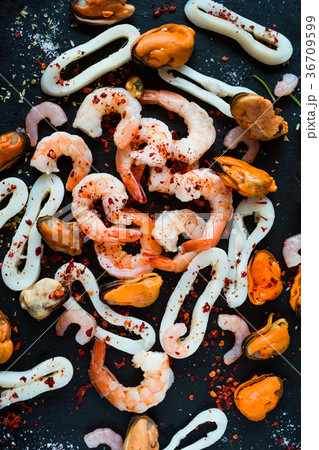 seafood mix background asian cuisine healthy diet seafood mix background asian cuisine healthy diet 36709599