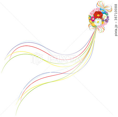 花の薬玉　和風素材 36710088