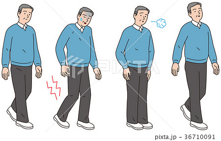 歩行中に脚に痛みが走った中年男性 歩行中に脚に痛みが走った中年男性 36710091