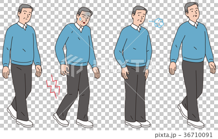 歩行中に脚に痛みが走った中年男性 歩行中に脚に痛みが走った中年男性 36710091