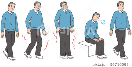 歩行中に脚に痛みが走った中年男性 36710092