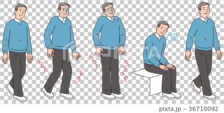 歩行中に脚に痛みが走った中年男性 36710092