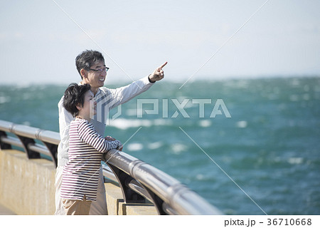 海を眺めるシニア夫婦 海を眺めるシニア夫婦 36710668