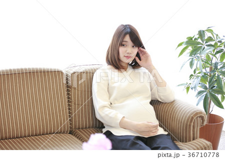 ソファに座るマタニティ女性 36710778
