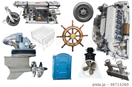 Isolated equipment and parts of modern yacht 36713260