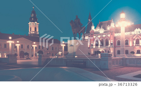 Night view of Union Square in Oradea 36713326