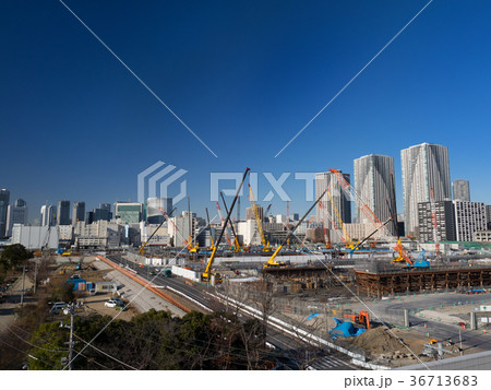 晴海埠頭の工事現場 晴海埠頭の工事現場 36713683