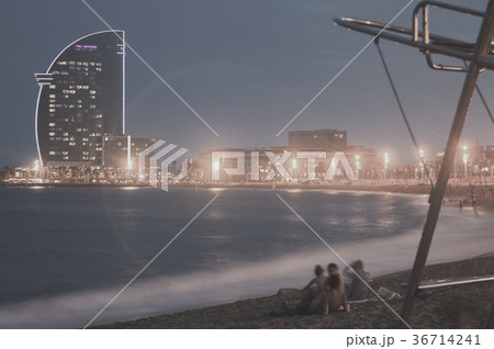 Barceloneta Beach in summer night 36714241