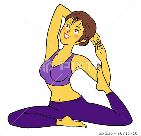 ダイエットヨガをする30代女性 ダイエットヨガをする30代女性 36715710