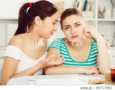 Female friend soothing sad girl Female friend soothing sad girl 36717892