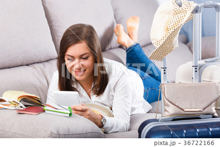 Woman booking online Woman booking online 36722166