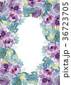 水彩花で可愛らしい紫色薔薇のフレーム手描きフラワーポスター 36723705
