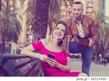 Girl is rejecting stranger man who wants acquintance with her 36724499