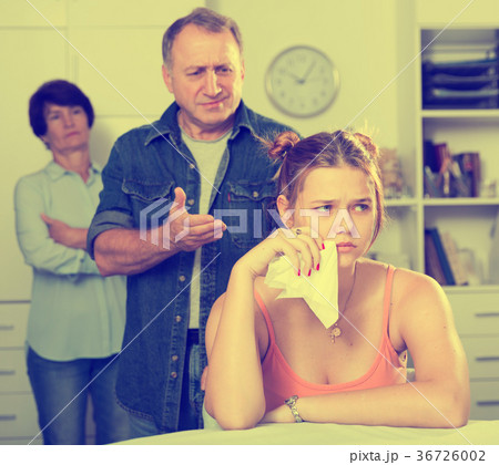 Father is comforting the upset adult daughter Father is comforting the upset adult daughter 36726002
