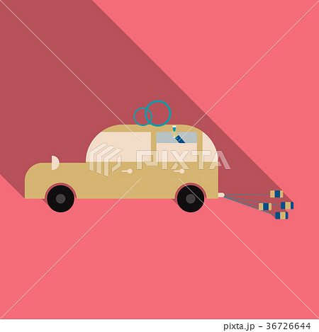 Newlywed couple is driving a vintage convertible Newlywed couple is driving a vintage convertible 36726644