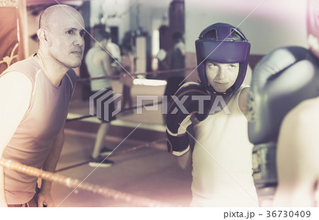 Children training on boxing ring Children training on boxing ring 36730409
