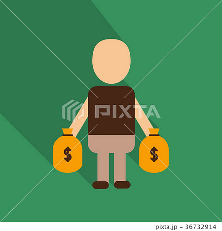 Businessman has money in flat style with shadow. 36732914
