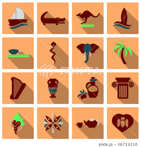 Set of vector images on the theme of ancient Set of vector images on the theme of ancient 36733210