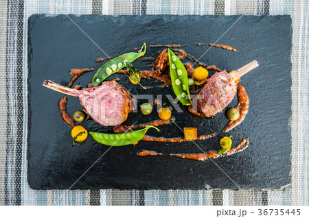 Beautiful Roasted Lamb Ribs with green beans 36735445