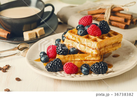 Fresh homemade brussels waffles Fresh homemade brussels waffles 36738382