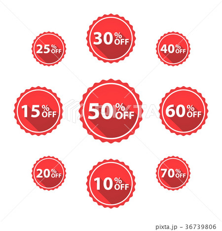 Vector Percentage Off Sale labels, red color Vector Percentage Off Sale labels, red color 36739806