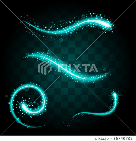 Set of tails of light blue glittering stardust 36740735