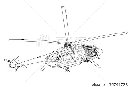 Engineering drawing of helicopter 36741728