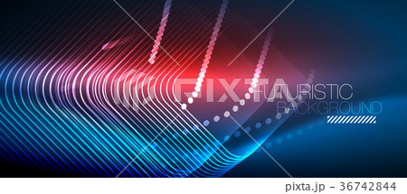Neon glowing techno lines 36742844