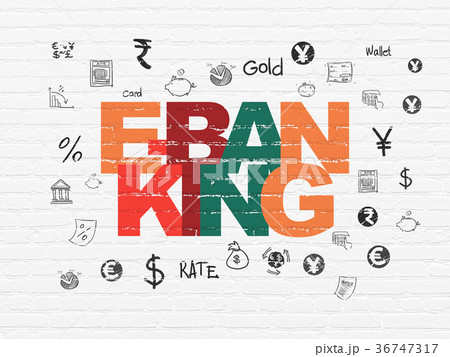 Currency concept: E-Banking on wall background Currency concept: E-Banking on wall background 36747317