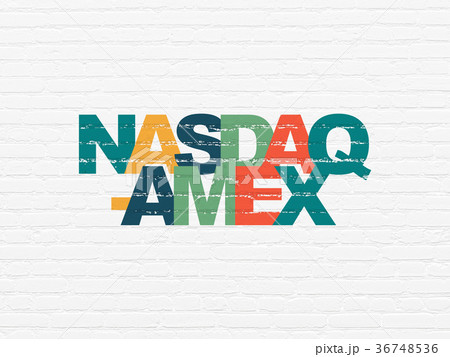 Stock market indexes concept: NASDAQ-AMEX on wall Stock market indexes concept: NASDAQ-AMEX on wall 36748536