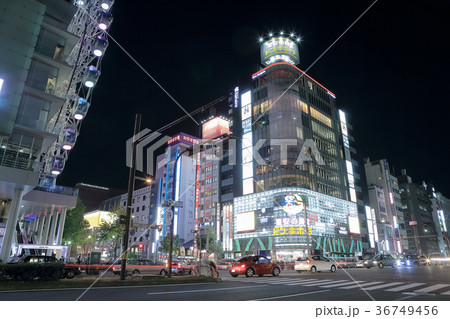 名古屋繁華街 夜景の写真素材