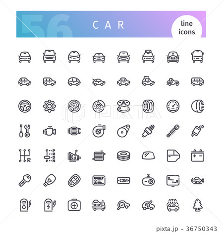 Car Line Icons Set 36750343