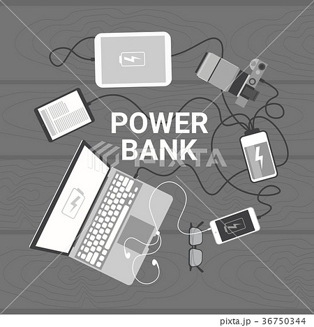 Modern Devices Charging From Power Bank Top Andle Modern Devices Charging From Power Bank Top Andle 36750344