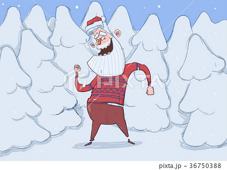 Christmas card of funny Santa Claus smiling and 36750388