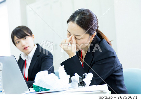 女性社員　OL　ビジネスマン　サラリーマン　パソコン　オフィスイメージ　ビジネスイメージ 36750671