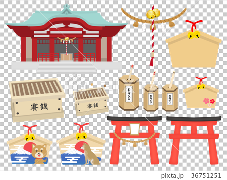 神社のイラストセットのイラスト素材