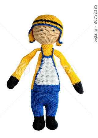 crocheted man figure toy isolated on white bac 36752385