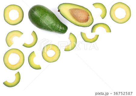 avocado slices isolated on white background with 36752587