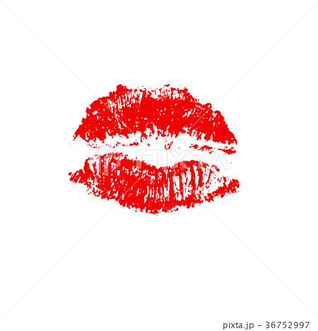 Red lips track print. Stamp of mouth. Vector Red lips track print. Stamp of mouth. Vector 36752997