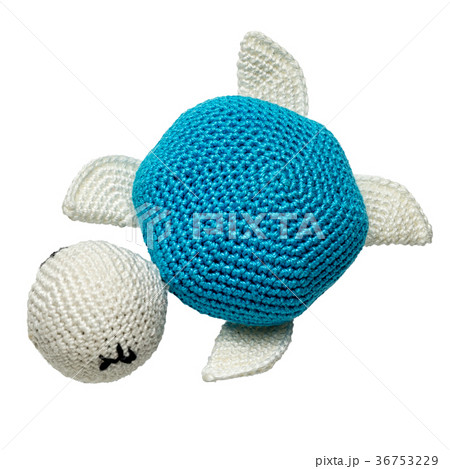 amigurumi crocheted turtle toy isolated on white 36753229